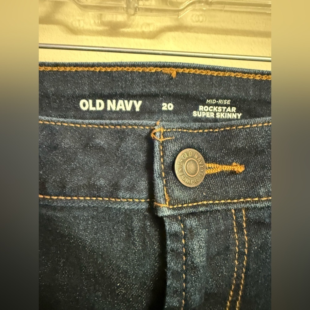 Old Navy Jeans Womens Size 20 Rockstar Super Skinny Mid Rise Stretch Dark Wash - Picture 3 of 4